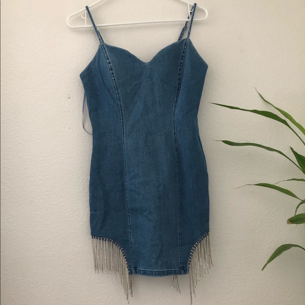 Zara Crystal Embellished Denim Dress